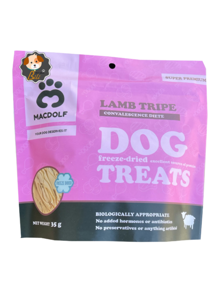 قیمت تشویقی سگ مکدولف با طعم سیرابی بره فریز شده ۳۵ گرمی ـ MACDOLF ADULT DOG FREEZ-DRIED TREAT WITH LAMB TRIPE 35 GR