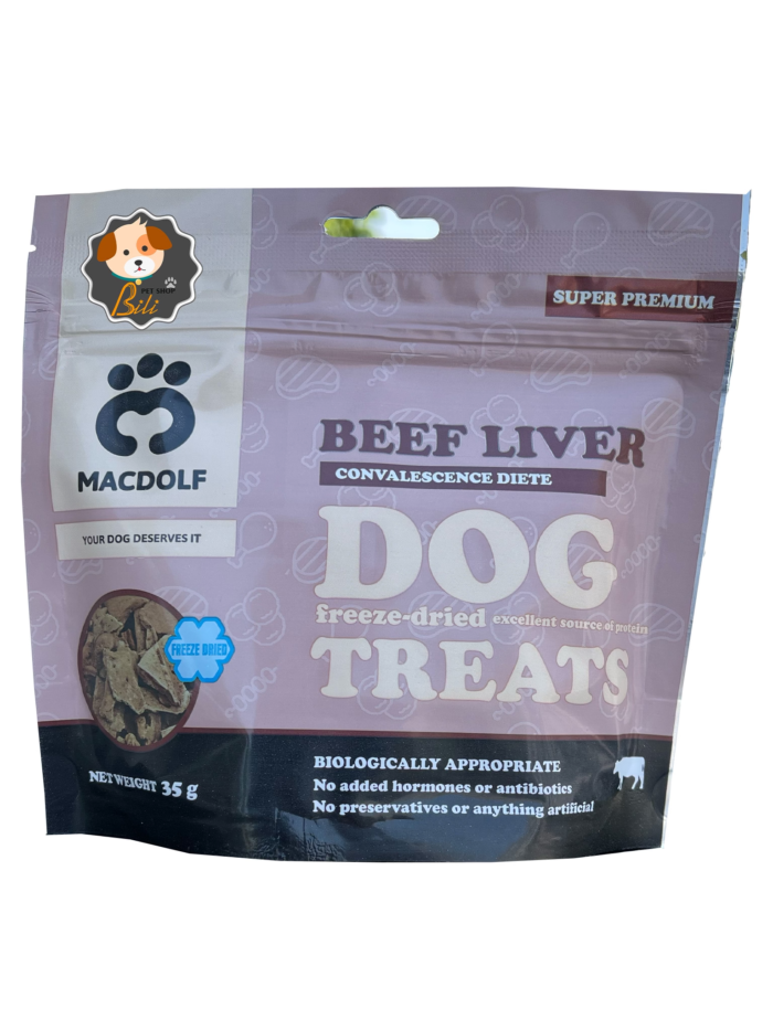 قیمت تشویقی سگ مکدولف با طعم جگر گاو فریز شده ۳۵ گرمی ـ MACDOLF ADULT DOG FREEZ-DRIED TREAT WITH BEEF LIVER 35 GR