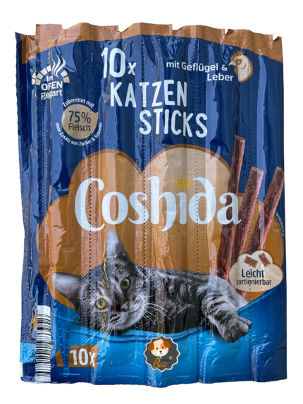 قیمت تشویقی مدادی گربه کوشیدا با طعم مرغ و جگر ۱۰ عددی ـ COSHIDA KATZEN STICKS MIT GEFLUGEL & LEBER