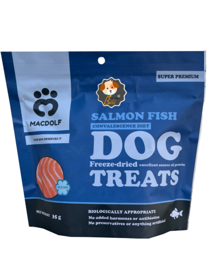 قیمت تشویقی سگ مکدولف با طعم ماهی سالمون فریز شده ۳۵ گرمی ـ MACDOLF ADULT DOG FREEZ-DRIED TREAT WITH SALMON FISH 35 GR