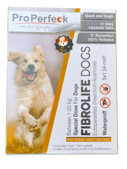 قیمت قطره ضد کک و کنه پرو پرفک مخصوص سگ های کوچک ۵ عددی ـ PROPERFECK FIBROLIFE DOG 