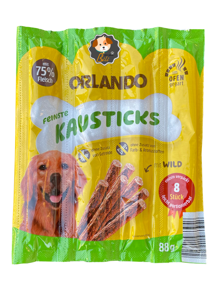 قیمت تشویقی مدادی سگ اورلاندو با طعم گوشت شکار ۸ عددی ـ ORLANDO KAUSTICKS MIT WILD