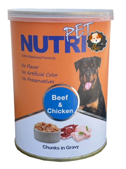 قیمت کنسرو سگ نوتری با طعم گوشت و مرغ ۴۰۰ گرمی _  NUTRI PET WITH BEEF & CHICKEN CHUNKS IN GRAVY 400 GR 