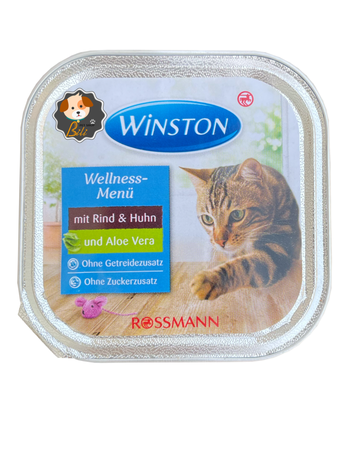 قیمت ووم گربه وینستون با طعم گوشت و مرغ ۱۰۰ گرمی ـ WINSTON WELLNESS MENU MIT RIND & HUHN UND ALOE VERA 100 GR