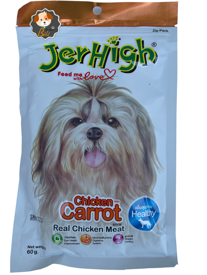 قیمت تشویقی جرهای سگ با طعم هویج ۶۰ گرمی ـ JERHIGH CHICKEN CARROT REAL CHICKEN MEAT 60 GR