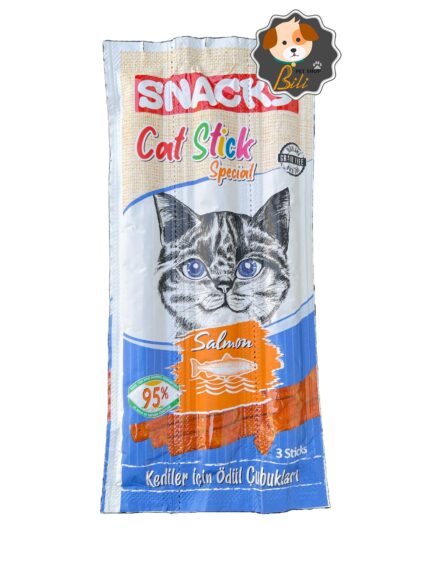 قیمت تشویقی مدادی گربه اسنکی با طعم ماهی سالمون ۳ عددی ـ SNACKY CAT STICK SPECIAL SALMON 3 STICKS