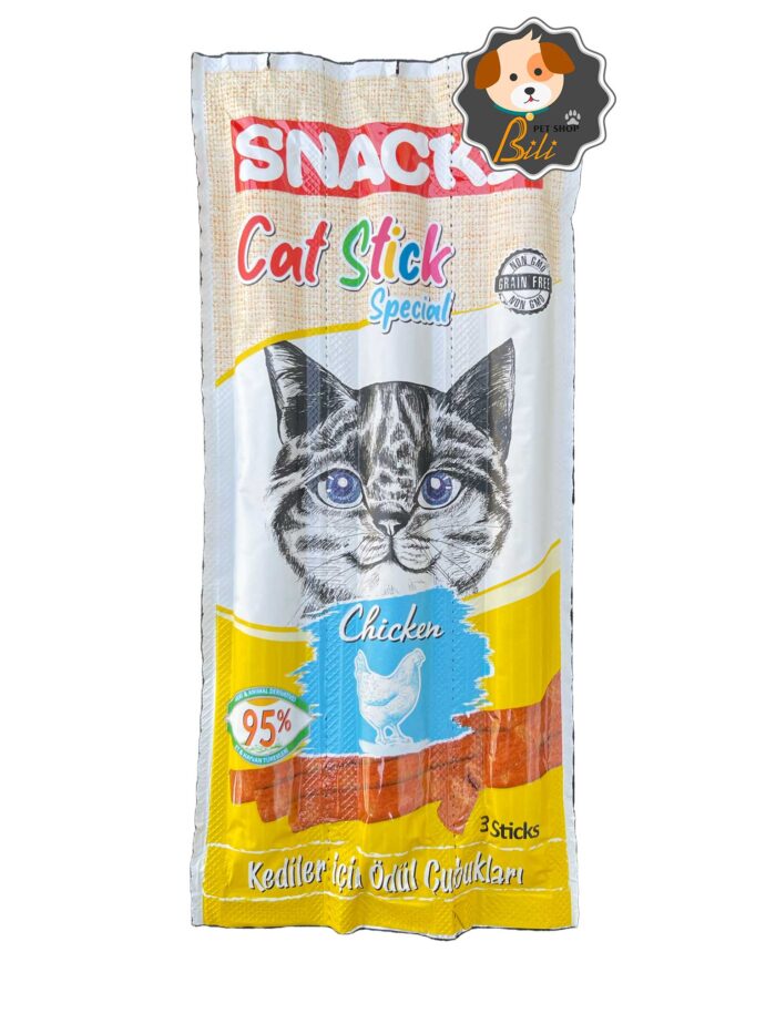 قیمت تشویقی مدادی گربه اسنکی با طعم مرغ ۳ عددی ـ SNACKY CAT STICK SPECIAL CHICKEN 3 STICKS