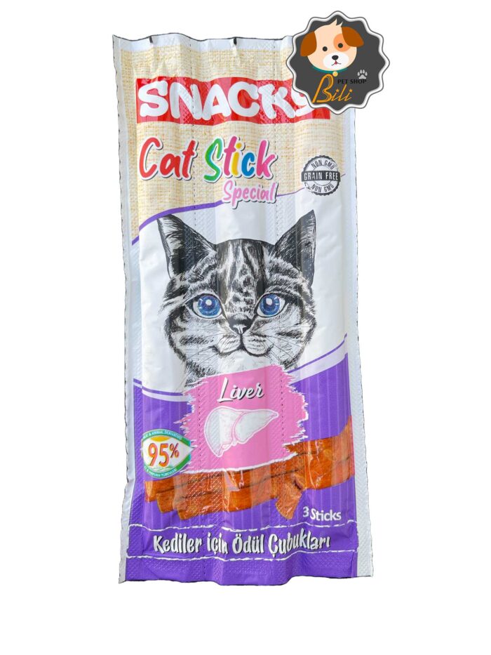 قیمت تشویقی مدادی گربه اسنکی با طعم جگر ۳ عددی ـ SNACKY CAT STICK SPECIAL LIVES 3 STICKS