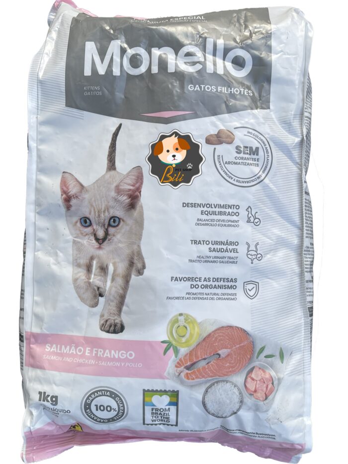 قیمت غذای خشک بچه گربه مونلو با طعم مرغ و سالمون ۱ کیلویی ـ MONELLO KITTEN SALMON & CHICKEN 1 KG