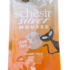 قیمت پوچ گربه شسیر سیلور با طعم مرغ و ماهی سالمون بدون غلات ۸۰ گرمی ـ SCHESIR SILVER MOUSSE COMPLETE CHICKEN & SALMON 80 GR