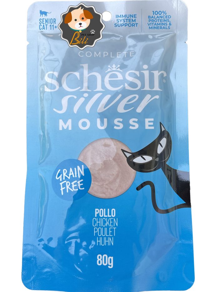 قیمت پوچ گربه شسیر سیلور با طعم مرغ بدون غلات ۸۰ گرمی ـ SCHESIR SILVER MOUSSE COMPLETE CHICKEN 80 GR