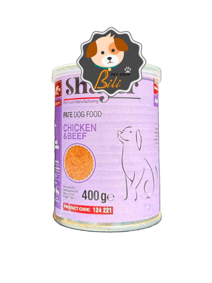 قیمت کنسرو سگ بالغ شایر با طعم مرغ و گوشت ۴۰۰ گرمی ـ SHAYER PATE DOG FOOD CHICKEN & BEEF 400 GR