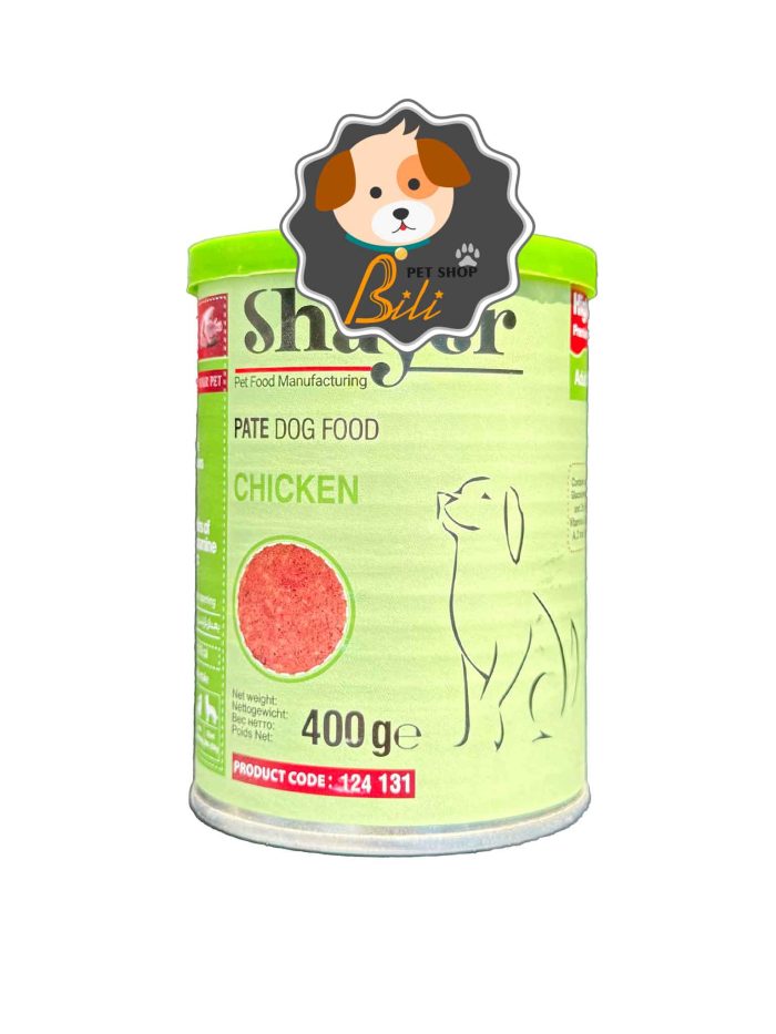 قیمت کنسرو سگ بالغ شایر با طعم مرغ ۴۰۰ گرمی ـ SHAYER PATE DOG FOOD CHICKEN 400 GR
