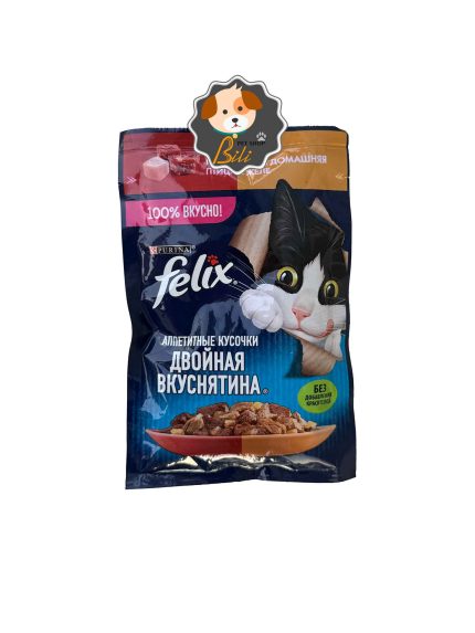 قیمت پوچ گربه فلیکس با طعم مرغ و گوشت ۸۵ گرمی ـ FELIX PURINA CHICKEN & BEEF 85 GR