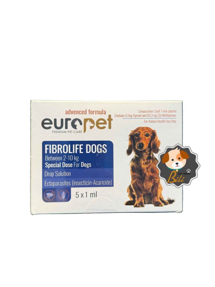 قیمت قطره ضد کک و کنه سگ یورو پت مناسب تا ۱۰ کیلو ۵ ساشه ـ EUROPET DOGS 