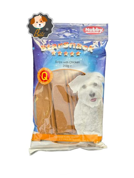 قیمت تشویقی نرم نواری سگ نوبی استار اسنک با طعم مرغ ۲۰۰ گرمی ـ NOBBY STARSNACK STRIPS WTH CHICKEN 200 GR