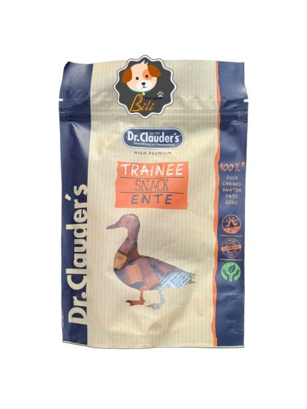 قیمت تشویقی تکه ای نرم سگ دکتر کلادرز با طعم اردک ۸۰ گرمی _ DR.CLAUDERS TRAINEE SNACK ENTE 80 GR
