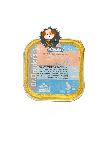 قیمت ووم گربه دکتر کلادرز با طعم ماهی و میگو ۱۰۰ گرمی ـ DR.CLAUDERS SHRIMP & COD 100 GR