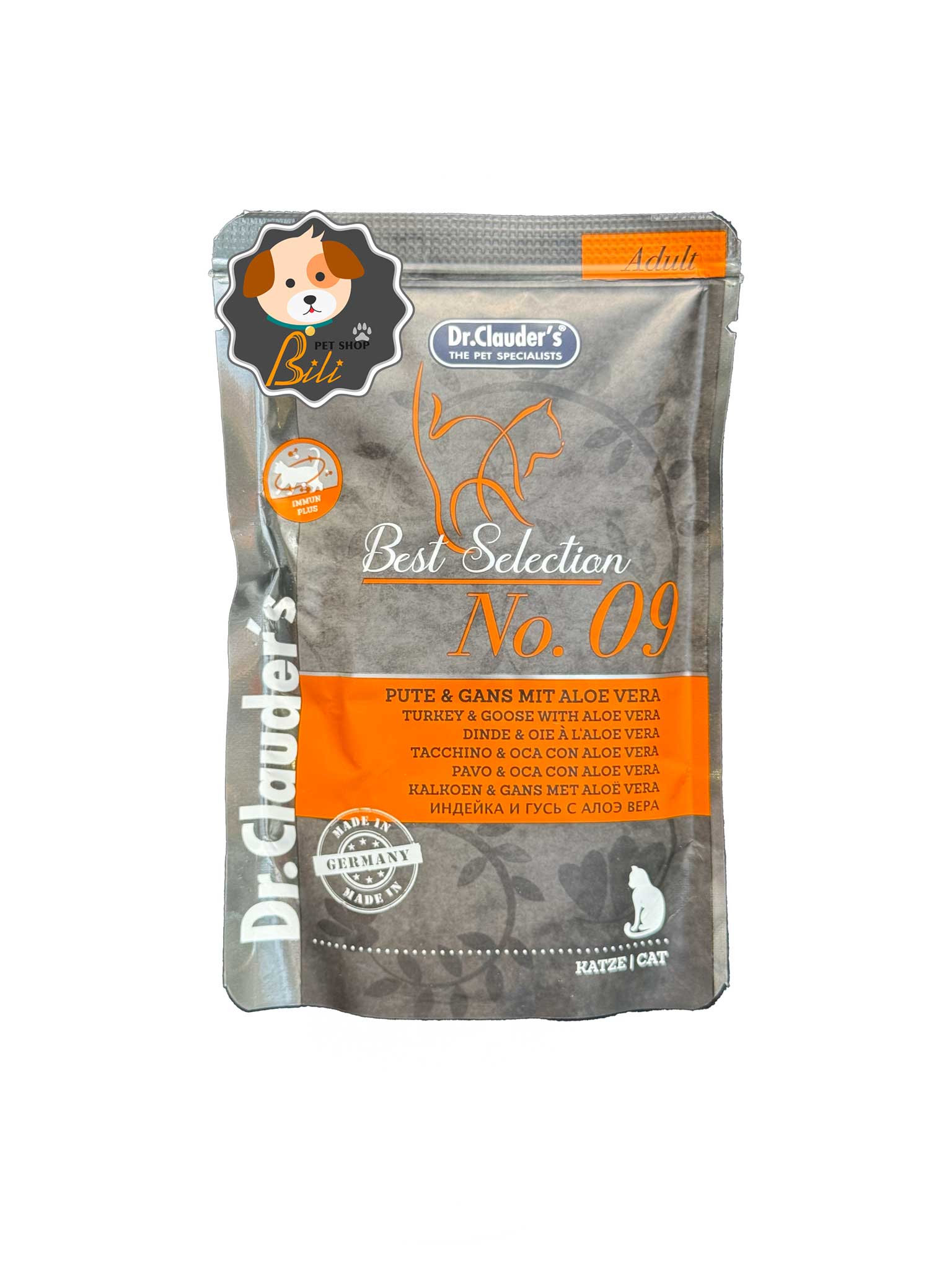 پوچ گربه دکتر کلادرز با طعم بوقلمون و غاز و آلوئه ورا ۱۰۰ گرمی ـ DR.CLAUDERS ADULT TURKEY & GOOSE WITH ALOE VERA 100 GR قیمت پوچ گربه دکتر کلادرز با طعم بوقلمون و غاز و آلوئه ورا ۱۰۰ گرمی ـ DR.CLAUDERS ADULT TURKEY & GOOSE WITH ALOE VERA 100 GR