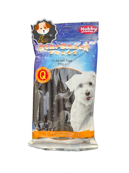 قیمت تشویقی نرم نواری سگ نوبی استار اسنک با طعم سیرابی ۲۰۰ گرمی ـ NOBBY STARSNACK STICKS WTH TRIPE 200 GR
