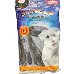 قیمت تشویقی نرم نواری سگ نوبی استار اسنک با طعم گوشت گاو ۲۰۰ گرمی ـ NOBBY STARSNACK STRIPS WTH BEEF 200 GR